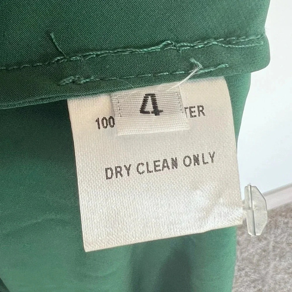 NWOT Rachel Antonoff Emerald Green Satin Deep V-Cut Back Slit Sleeve Dress 4 - Picture 13 of 15